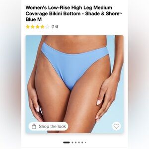 Blue bathing suit bottom. High leg, medium coverage